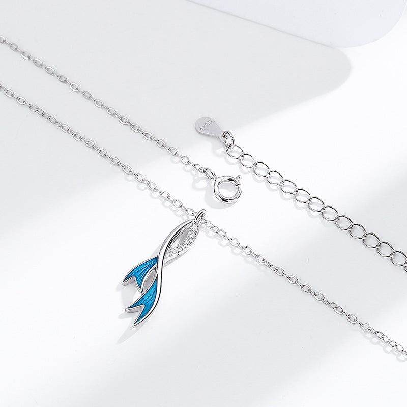 925 Sterling Silver Mermaid Tail Necklace - Ocean Dream Pendant