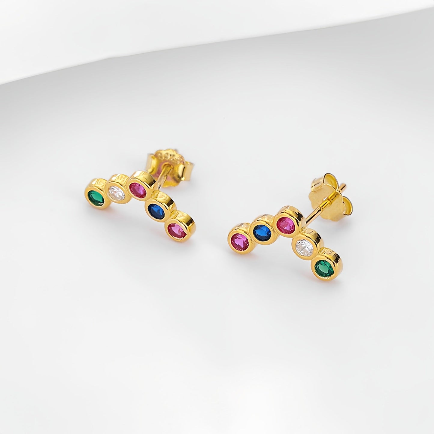 s925 silver round rainbow earrings for women