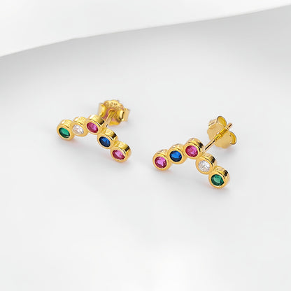 s925 silver round rainbow earrings for women