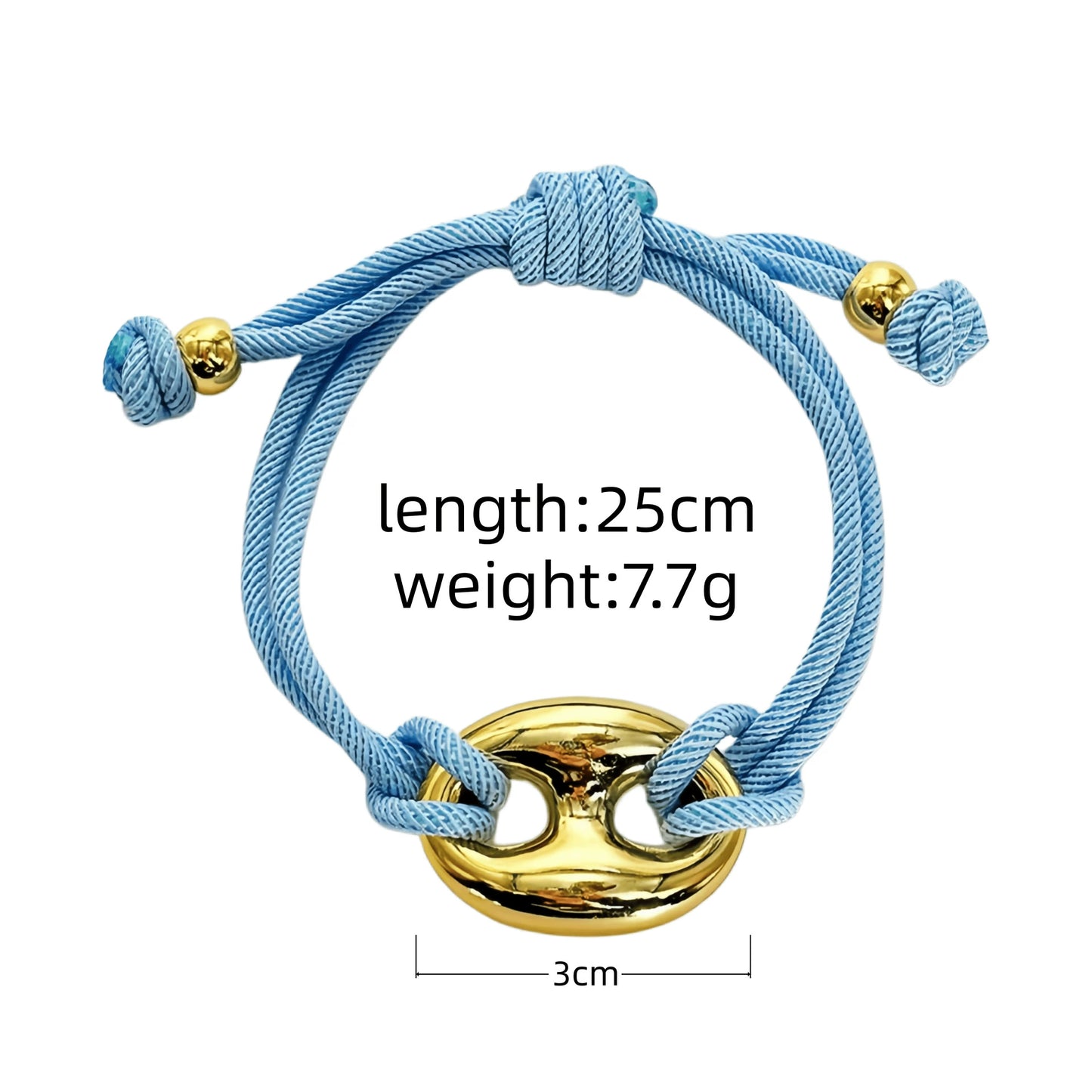 Multicolor "Pig Nose" Oval Braided Cord Bracelet