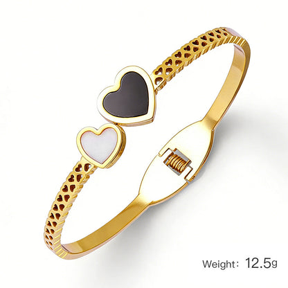 Non-fading Gold-Plated Titanium Steel Heart Bangle