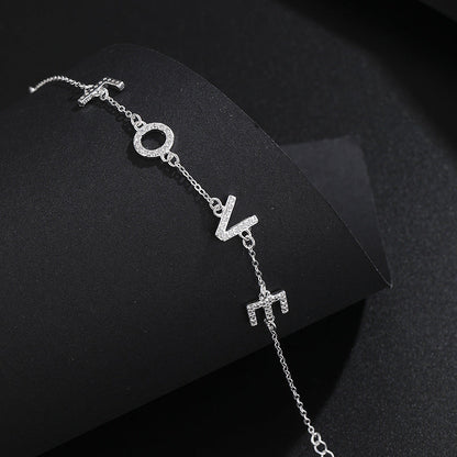 925 Sterling Silver Love Bracelet  Adjustable  women