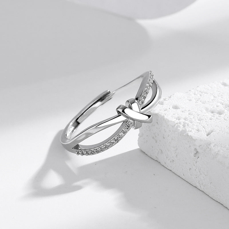 s925 Sterling Silver Hollow Interwoven Ring