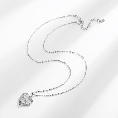 925Sterling Silver Double Heart Necklace for Women