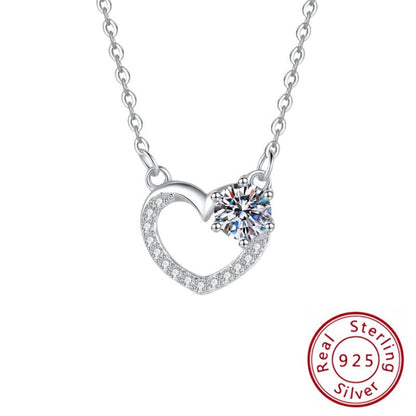 S925 Exquisite Heart Diamond Pendant Silver Necklace