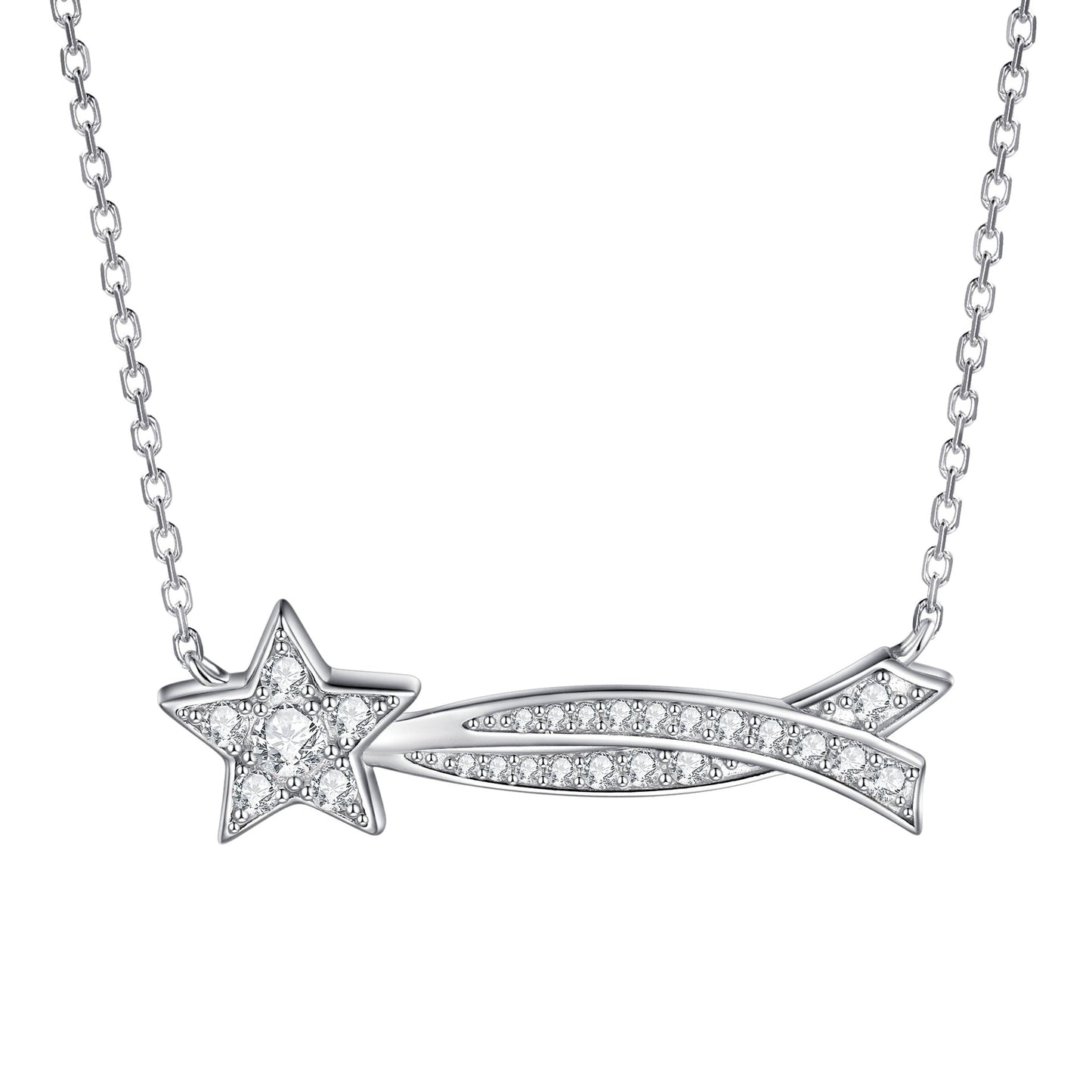 Shooting Star CZ Bar Necklace | 925 Sterling Silver