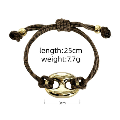Multicolor "Pig Nose" Oval Braided Cord Bracelet