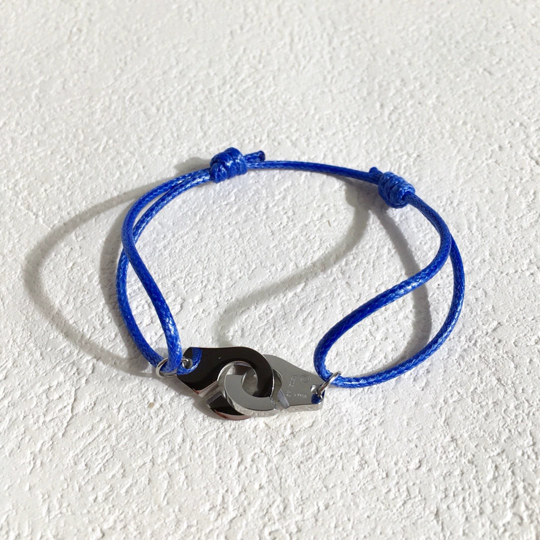 Colorful Braided Waxed Rope Handcuff Bracelet