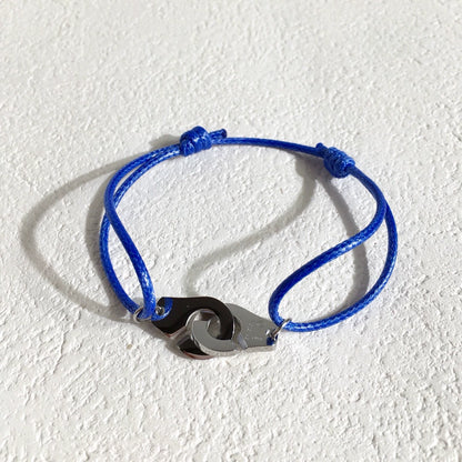 Colorful Braided Waxed Rope Handcuff Bracelet