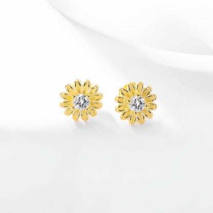 Daisy Flower Silver Earrings Necklace Set in S925 Sterling Silver