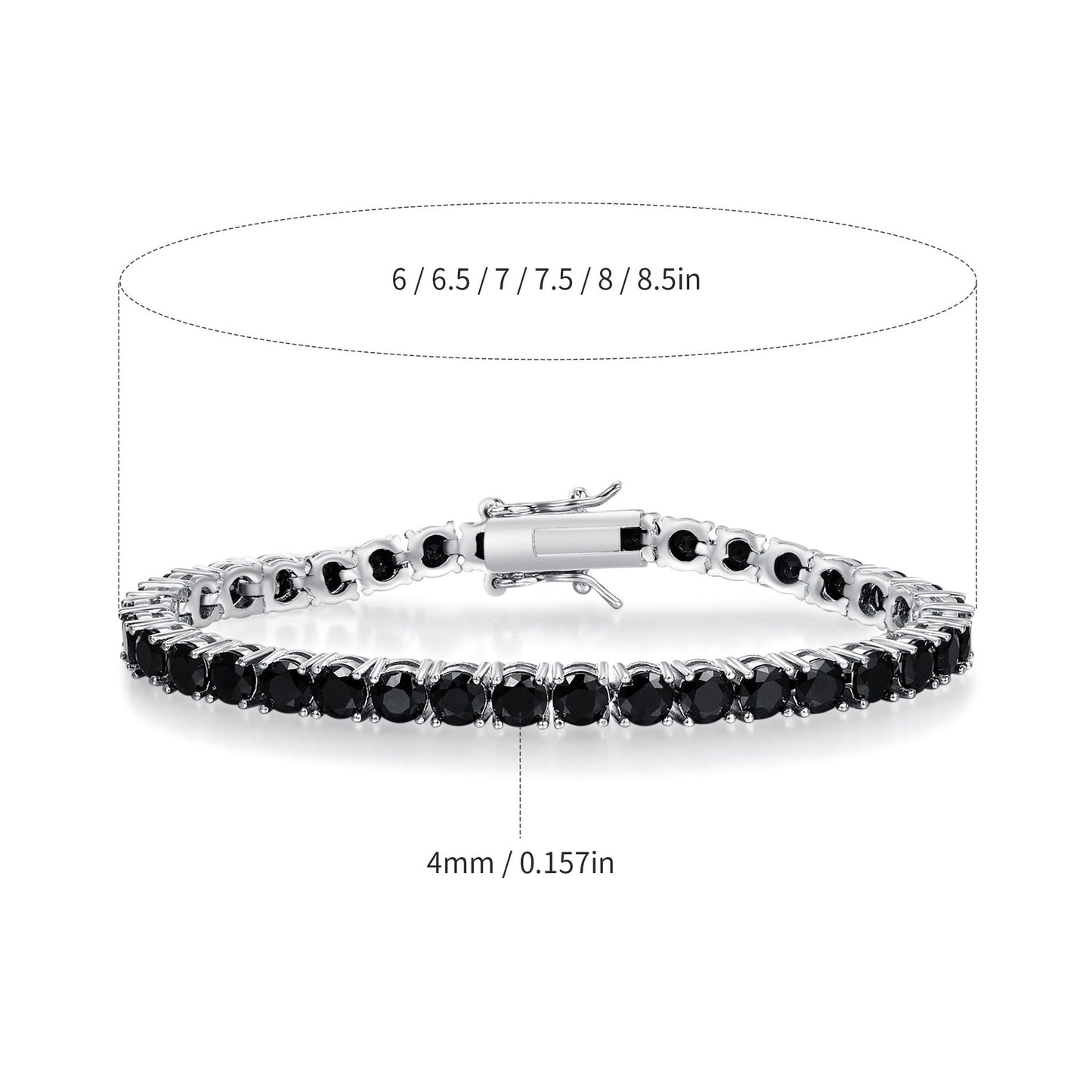 Hip Hop 4mm Black Nano Zirconia Bracelet with Figure-Eight Clasp