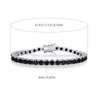 Hip Hop 4mm Black Nano Zirconia Bracelet with Figure-Eight Clasp