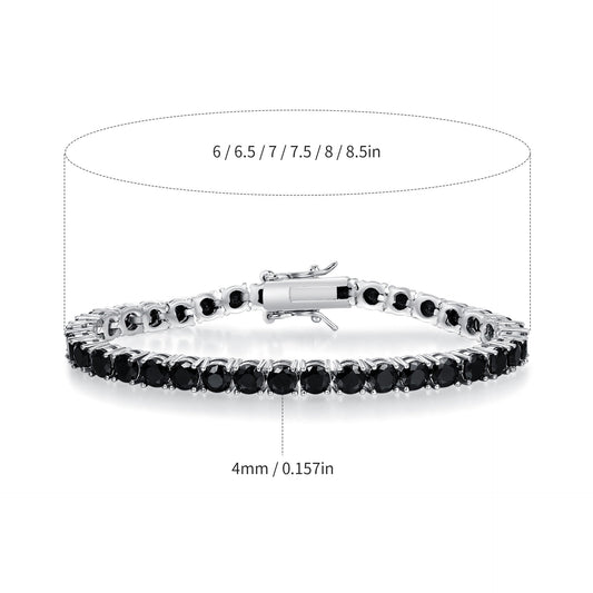 Hip Hop 4mm Black Nano Zirconia Bracelet with Figure-Eight Clasp