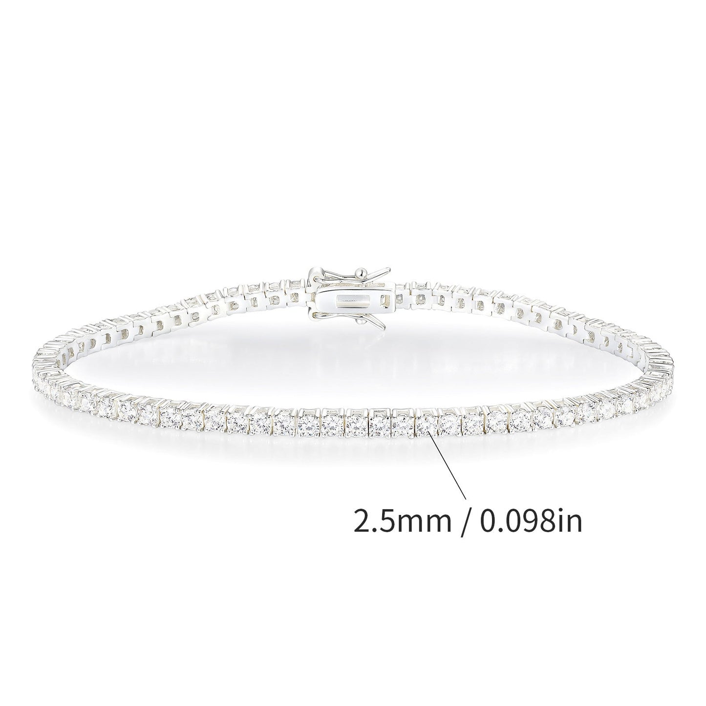 2.5mm/3.5mm four-prong zircon-set tennis bracelet for men and women