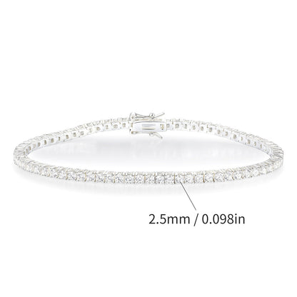 2.5mm/3.5mm four-prong zircon-set tennis bracelet for men and women