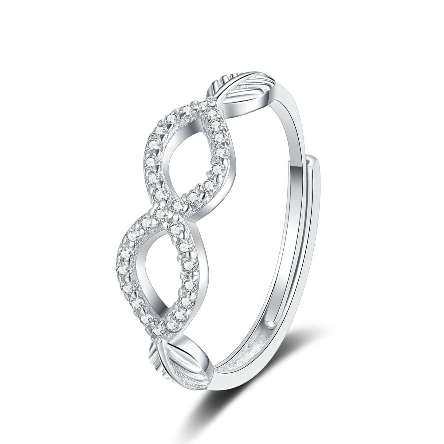 s925 Sterling Silver Infinity Ring - Adjustable Leaf Fashionable