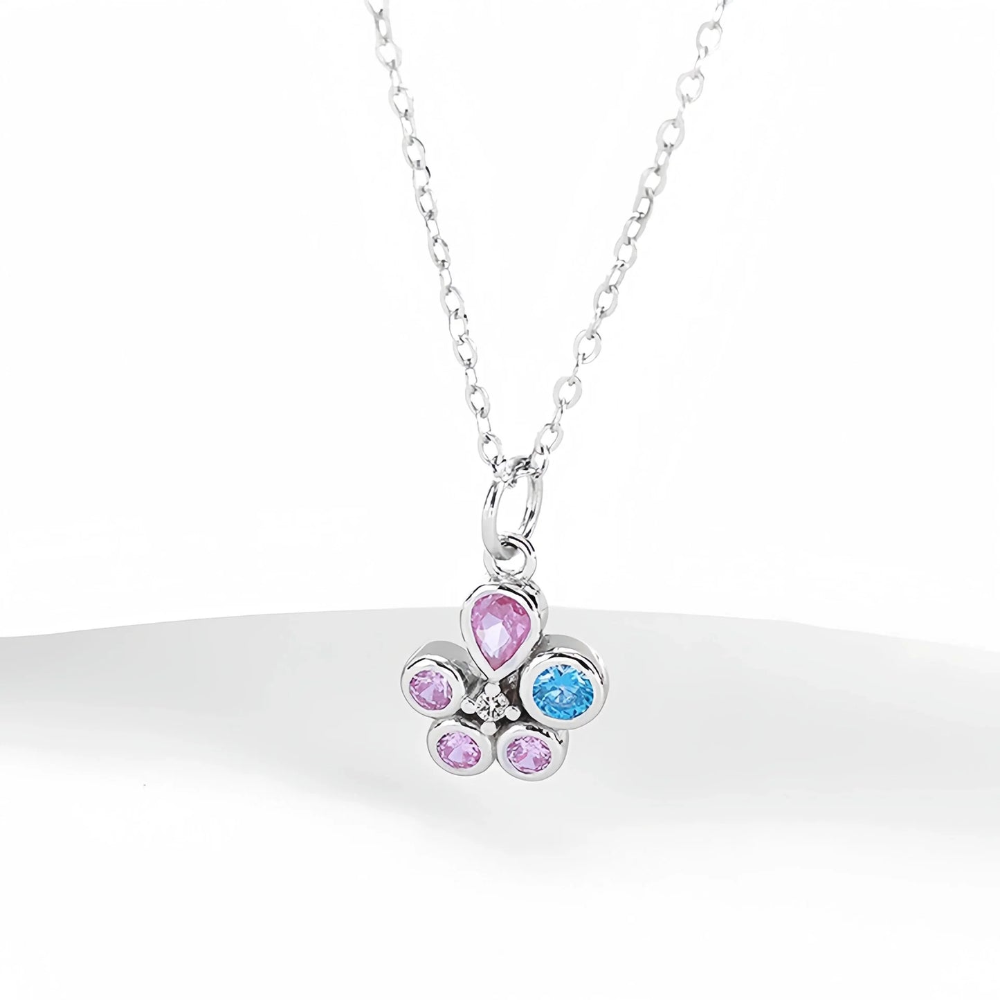 S925 Sterling Silver Flower Jewelry Set - Flower Earrings Flower Pendant Necklace