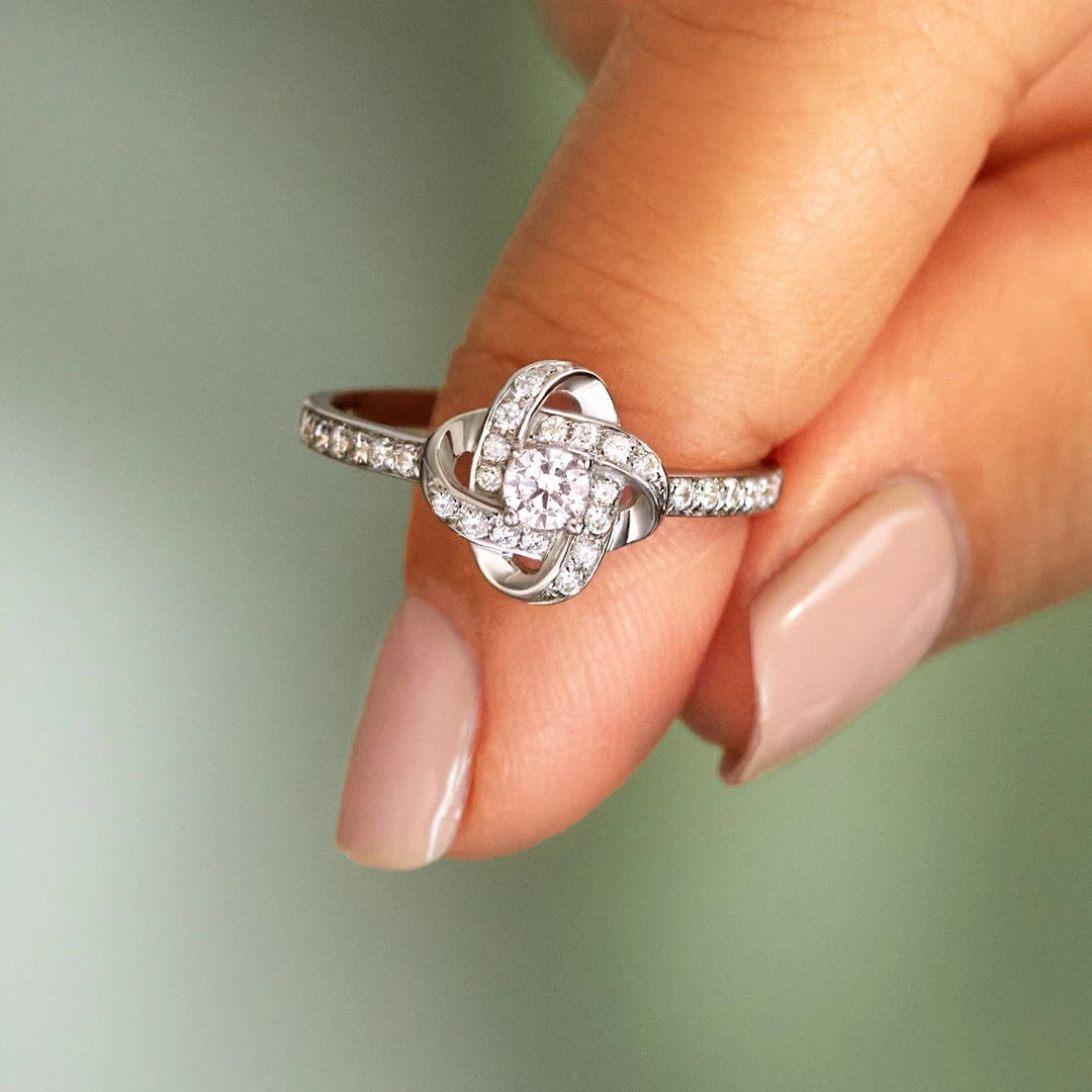 s925 Sterling Silver Four Clover Ring - Adjustable with Diamond