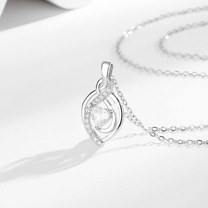 s925 Sparkle Heart-Shaped Diamond Pendant Silver Necklace