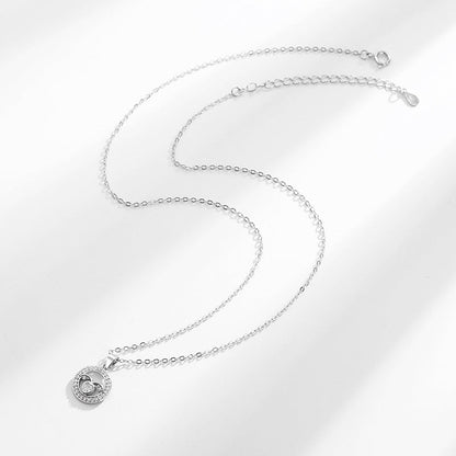 Angel Wings Round Women's Pendant Silver Necklace-S925