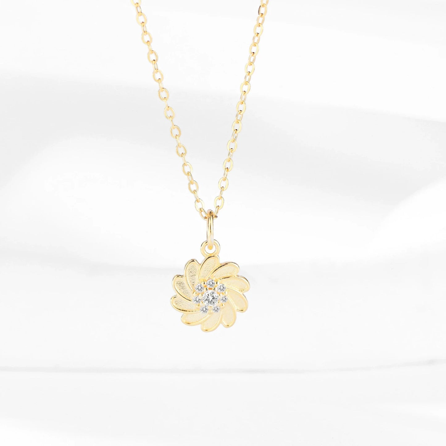 Sterling Silver Sunflower Necklace Set - with Matching Earrings