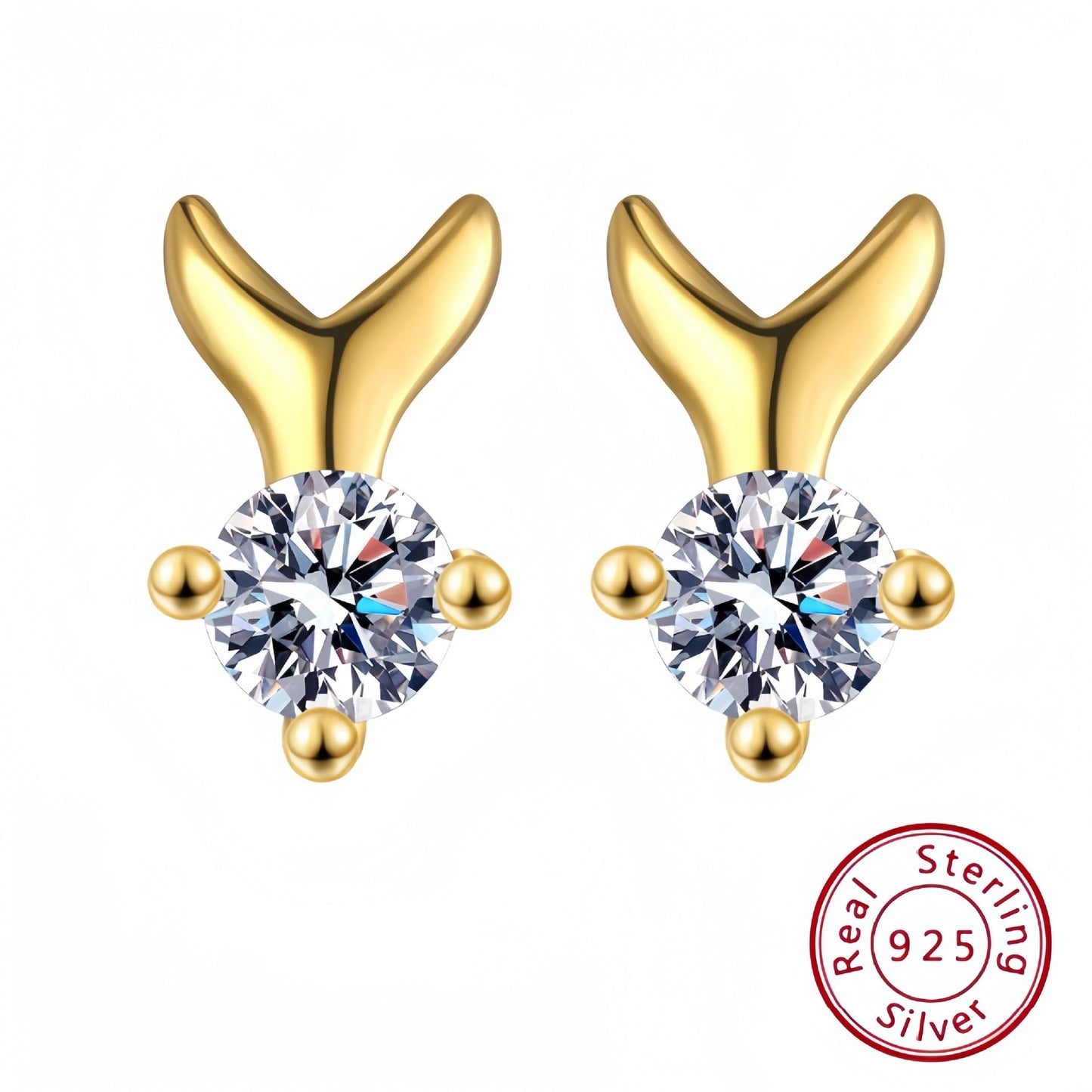 s925 silver fishtail diamond earrings