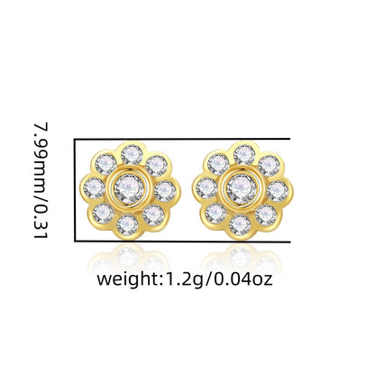 s925 sterling silver flower earrings set with diamond clavicle necklace
