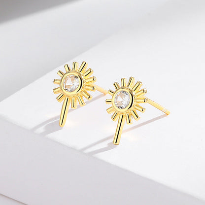s925 sterling silver geometric retro diamond earrings