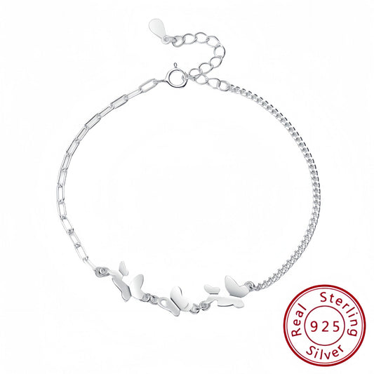 Adjustable 925 Sterling Silver Butterfly Bracelet