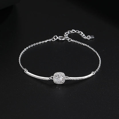 Adjustable 925 Sterling Silver Square Diamond Bracelet