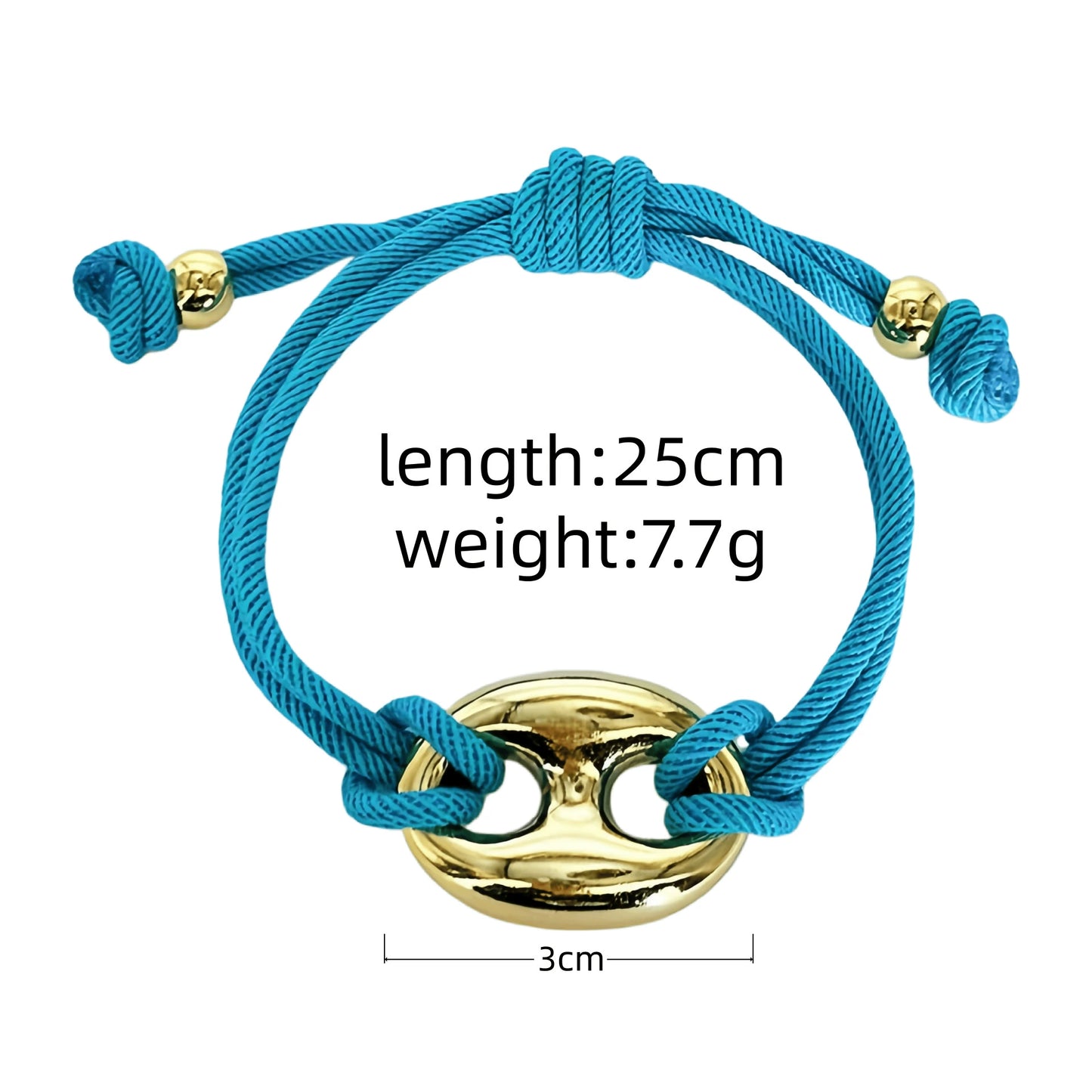 Multicolor "Pig Nose" Oval Braided Cord Bracelet