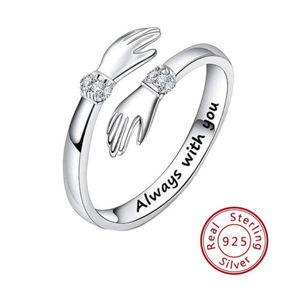 S925 Sterling Silver Hug Ring - with Diamonds