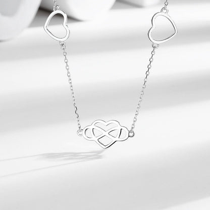 Hollow Heart-Shaped Pendant Silver Necklace S925
