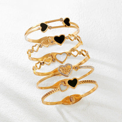Non-fading Gold-Plated Titanium Steel Heart Bangle