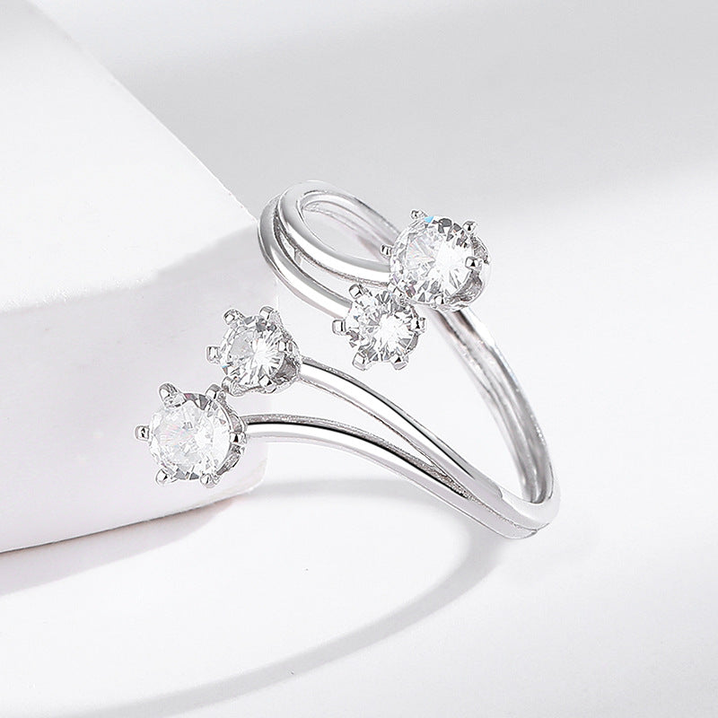 s925 Zircon Open Ring - Retro Personality Ring