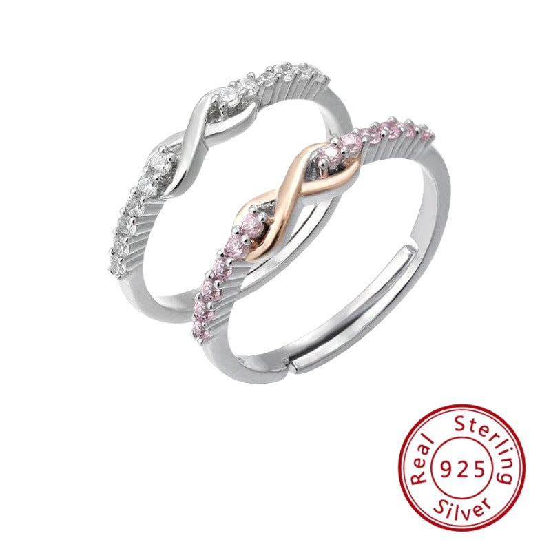S925 Sterling Silver Infinity Ring - with Diamond Accents