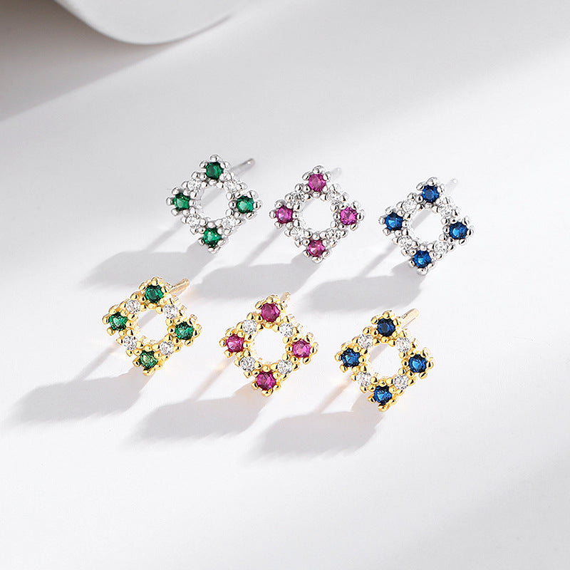 s925 sterling silver square earrings women