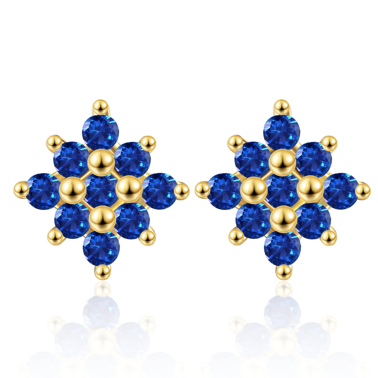 s925 sterling silver geometric flower stud earrings