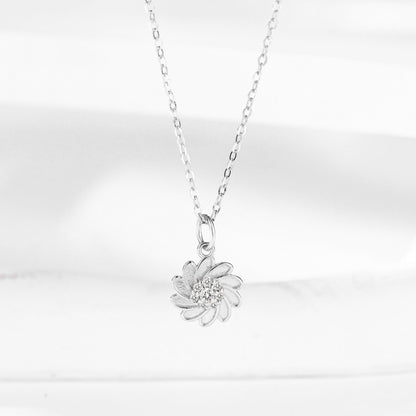 Sterling Silver Sunflower Necklace Set - with Matching Earrings