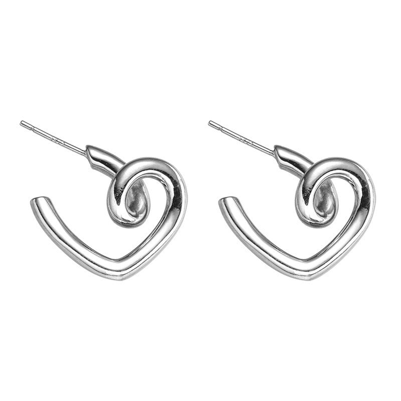 s925 sterling silver rotating heart earrings