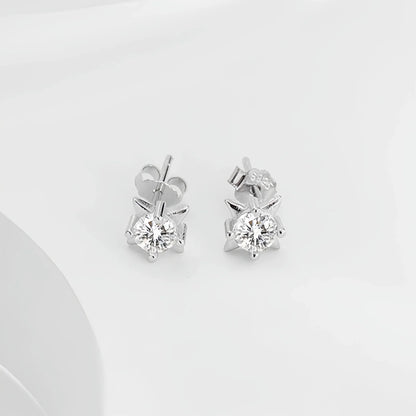 Sterling Silver Diamond Star Earrings Set - Necklace