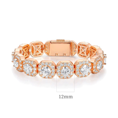 12mm Super Sparkling Zirconia Wide Face Tennis Bracelet Flip-Top Men's Jewelry