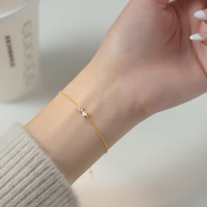 925 Sterling Silver Diamond Bow Bracelet