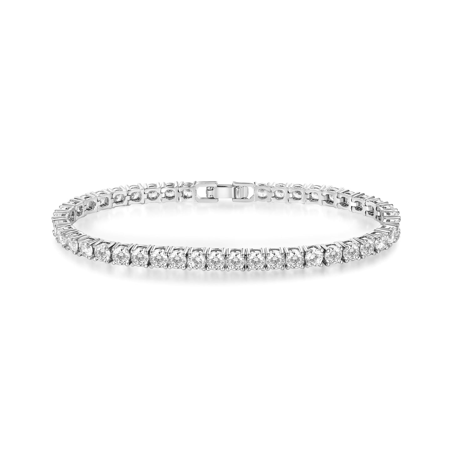 3/4mm Belt Buckle Tennis Bracelet with Four-Prong Setting Zircon