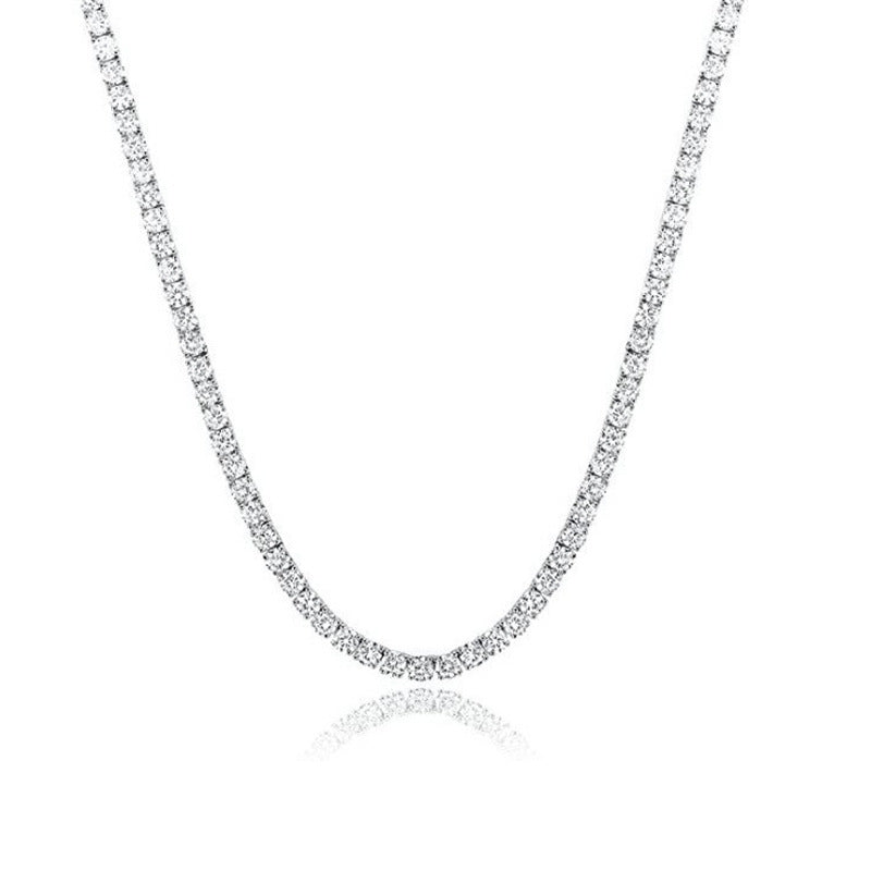 Classic 18K Gold Plated 4-Prong Zircon Tennis Necklace (2mm, 3mm, 4mm, 5mm, 6mm)