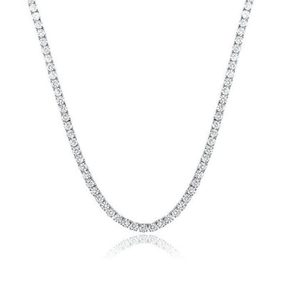 Classic 18K Gold Plated 4-Prong Zircon Tennis Necklace (2mm, 3mm, 4mm, 5mm, 6mm)