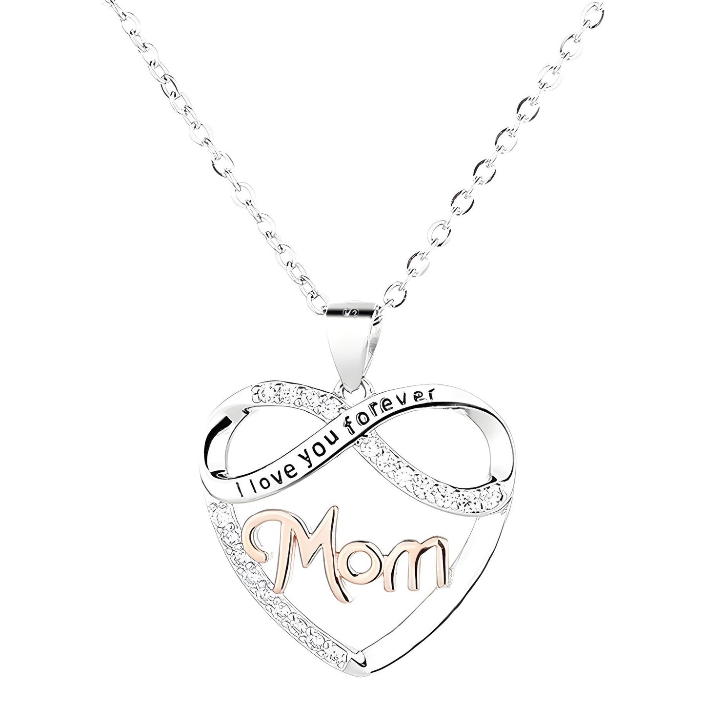 925 Sterling Silver Mom Necklace - Infinity Heart Design