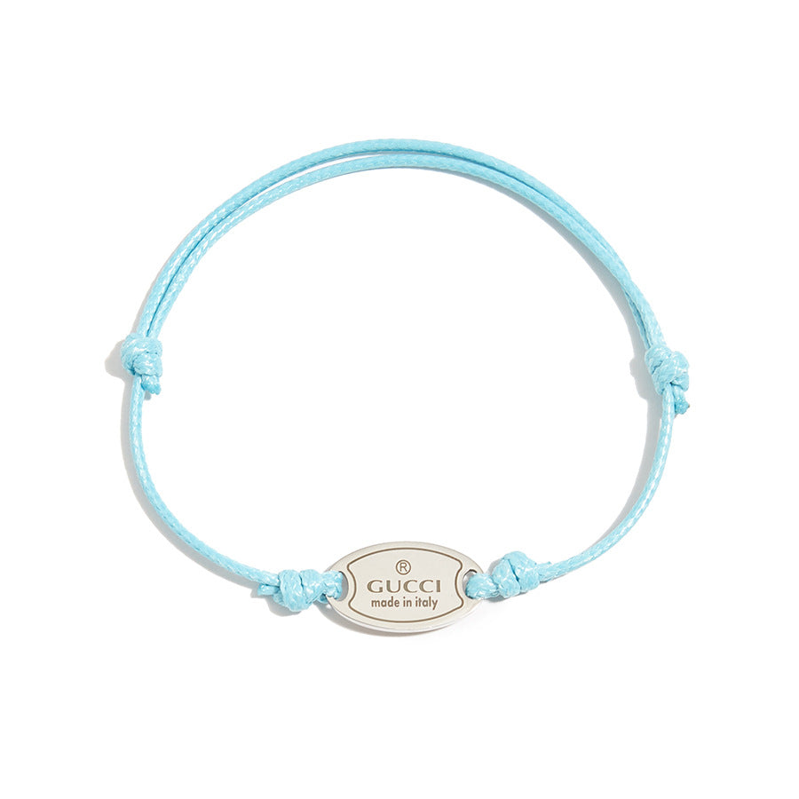 Minimalist Oval Stainless Steel Tag Woven Bracelet