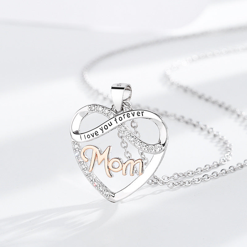 925 Sterling Silver Mom Necklace - Infinity Heart Design
