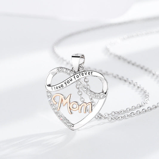 S925 Infinite Love Heart Design Mom Pendant Silver Necklace